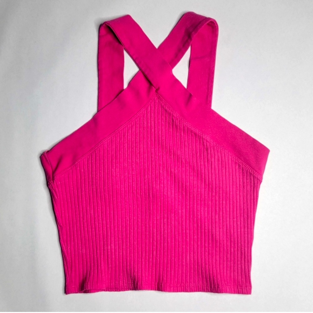 Zara Hot Pink Front Criss Cross Tank Top Size Large